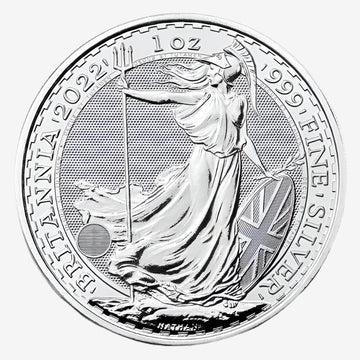 1oz BRITANNIA Silver Coin featuring Britannia holding a trident and shield. Struck in .999 fine silver, this UK-minted bullion coin is ideal for investors and collectors.