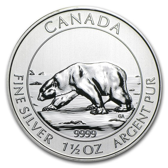 2013 1.5 oz CANADA POLAR BEAR Silver Coin - OZB
