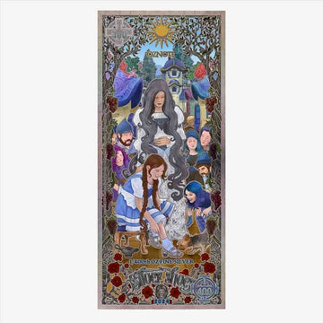 2024 Silver Shoe Note from the OzNote Series, featuring a colorful artistic depiction of Dorothy and characters from the Wizard of Oz. Made of .999 fine silver.