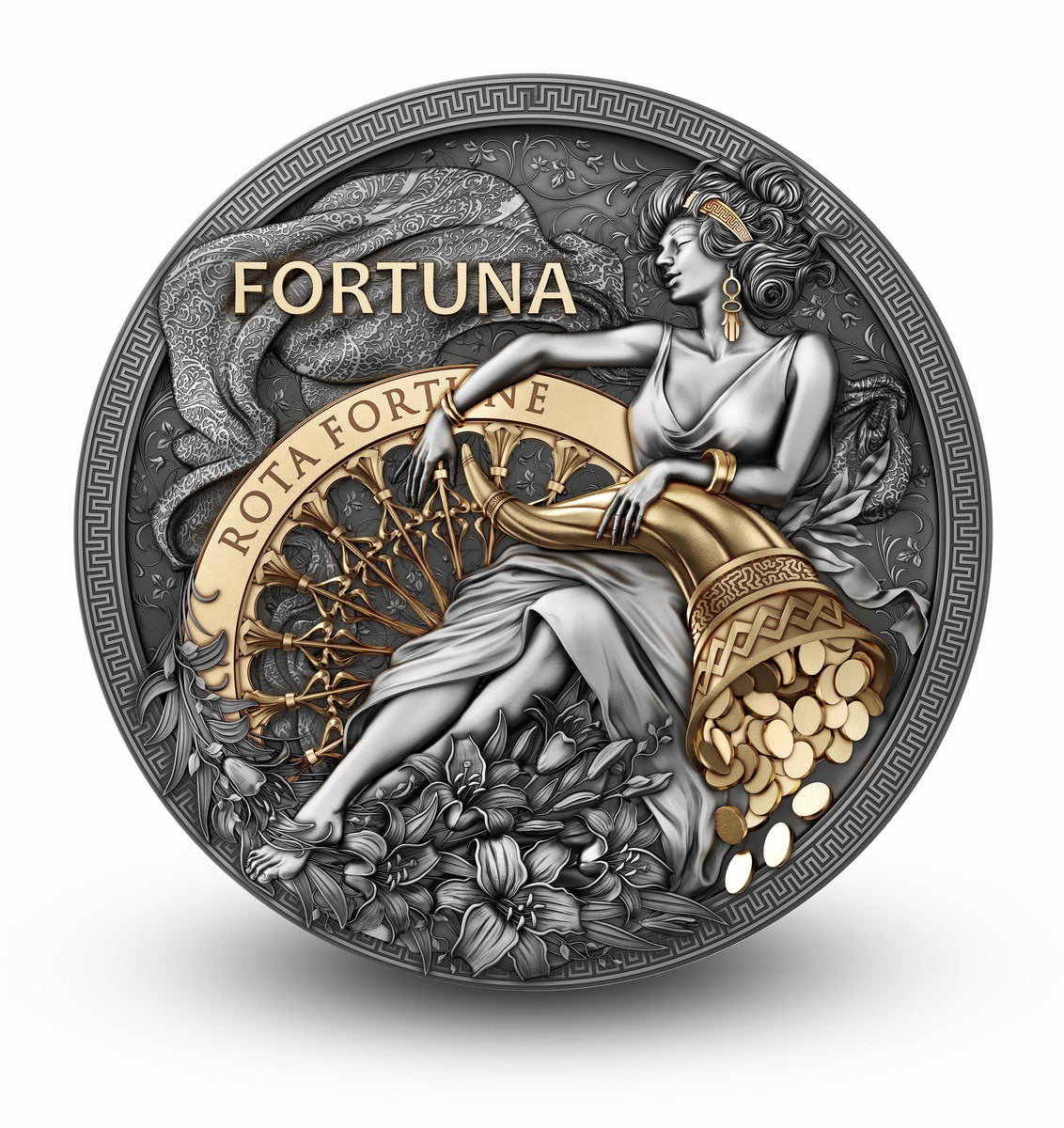 2023 Niue FORTUNA $5 Gilt 2 oz Silver Antique Coin - OZB
