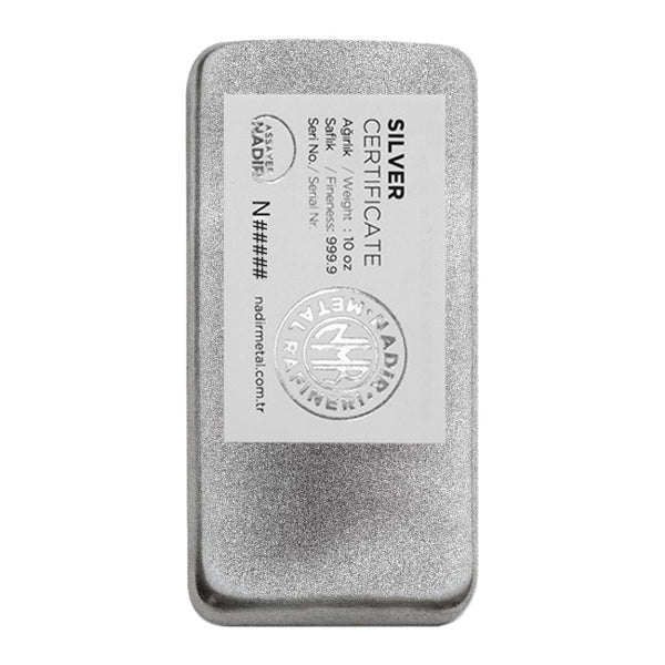 10 oz NADIR Silver Bar .9999 (Serialized w/ COA) - OZB