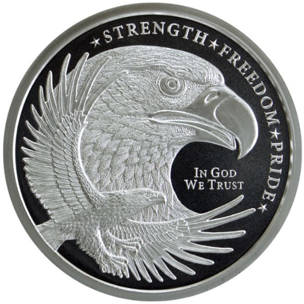 1 oz GSM Silver Round Eagle and American Flag - OZB