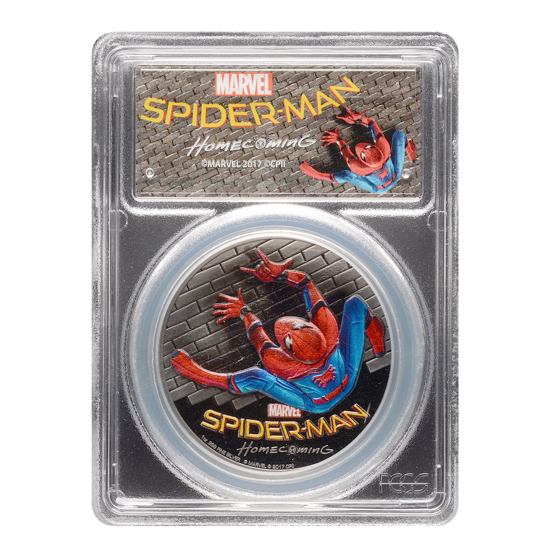 2017 1 oz SPIDERMAN Silver Coin PR 70 Homecoming Colorized - Cook Islands - OZB