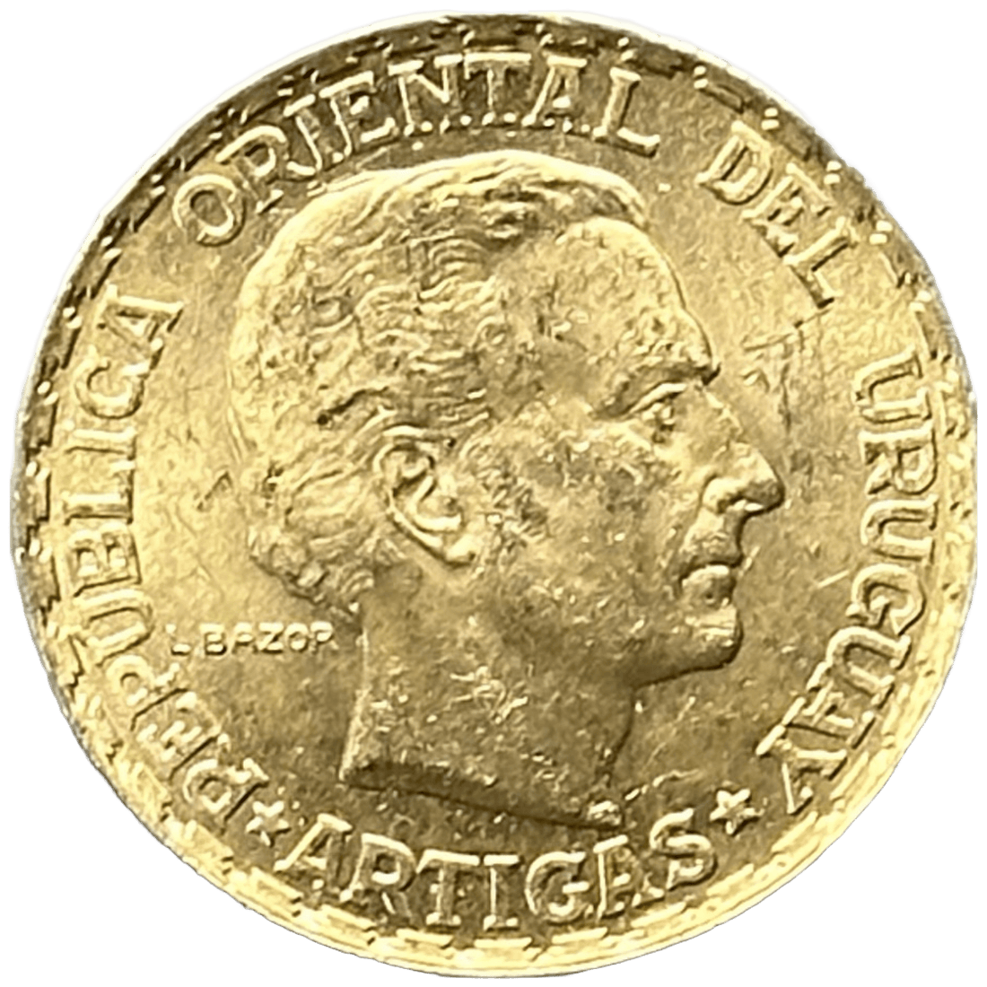 1930 1/4 oz Gold URUGUAY 5 PESOS Coin - OZB