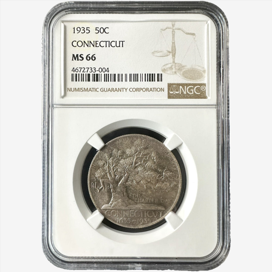 1935 THE CHARTER OAK CONNECTICUT US Half Dollar Silver Coin MS 66 - Oz Bullion