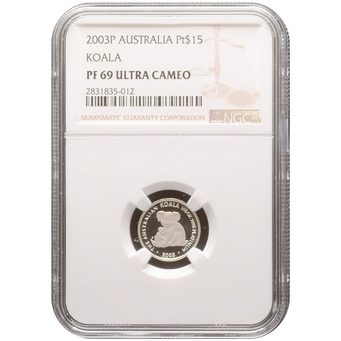 2003 1/10 oz KOALA Platinum Australia ULTRA CAMEO Coin - OZB