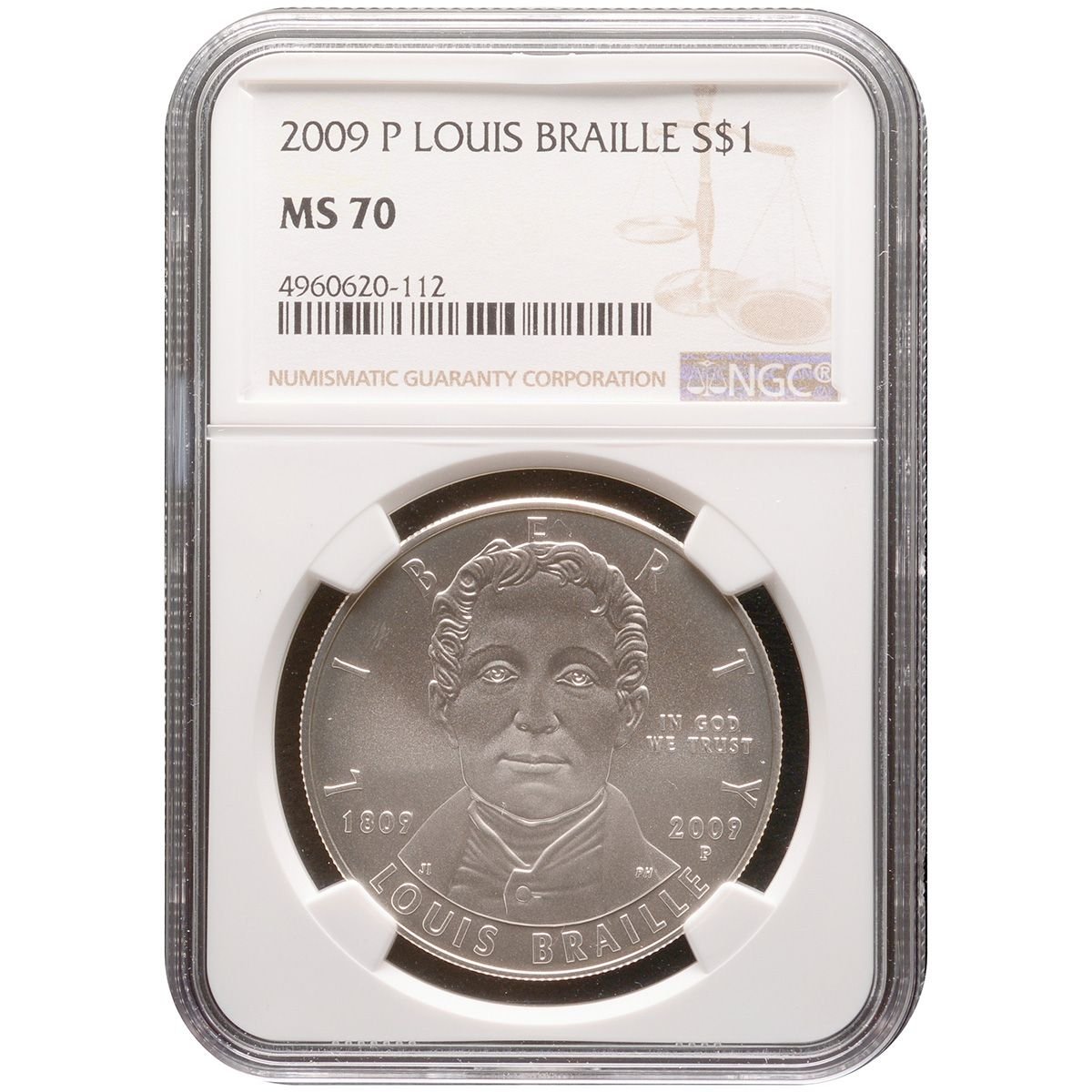 2009 1 oz LOUIS BRAILLE Silver Coin MS 70 - Oz Bullion
