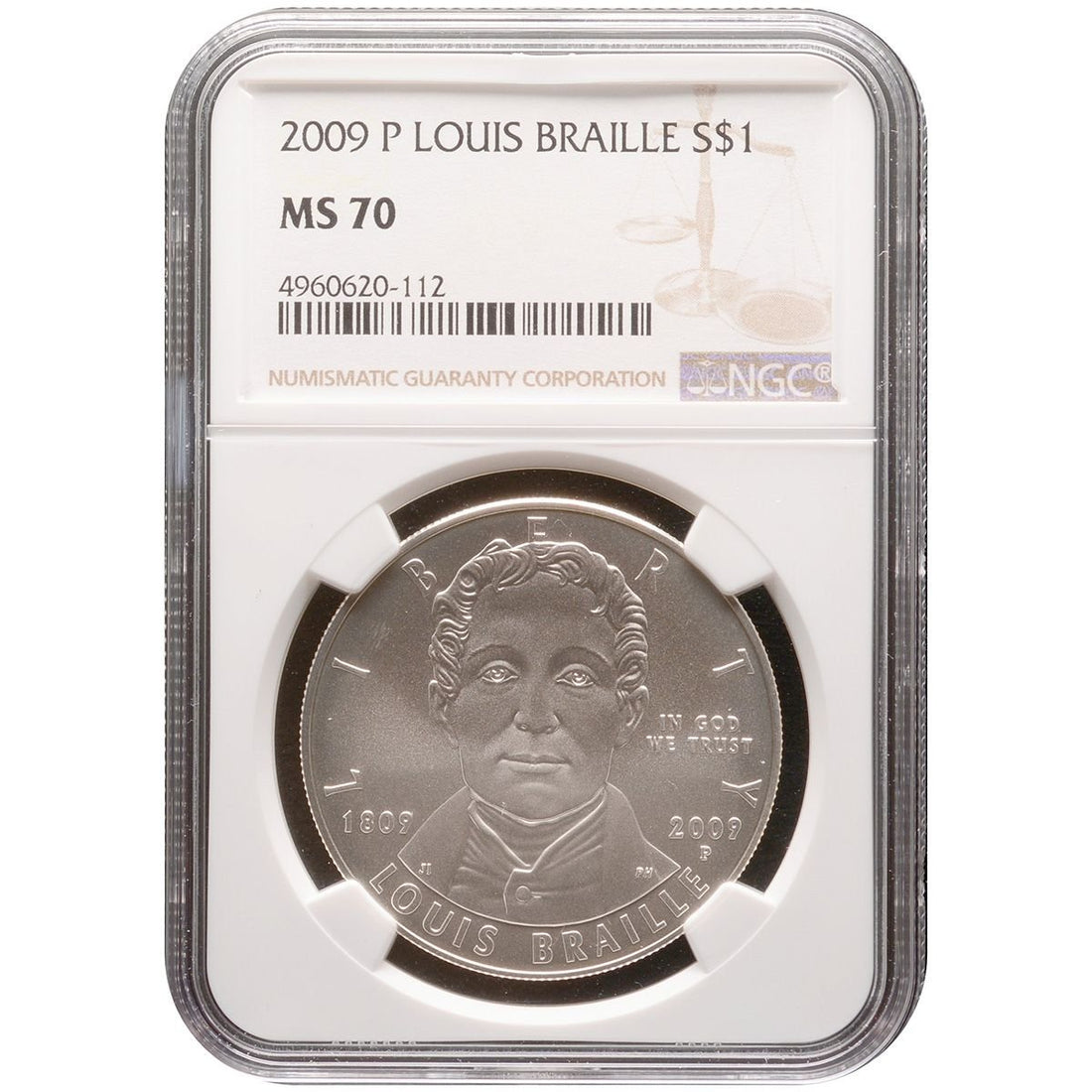 2009 1 oz LOUIS BRAILLE Silver Coin MS 70 - OZB