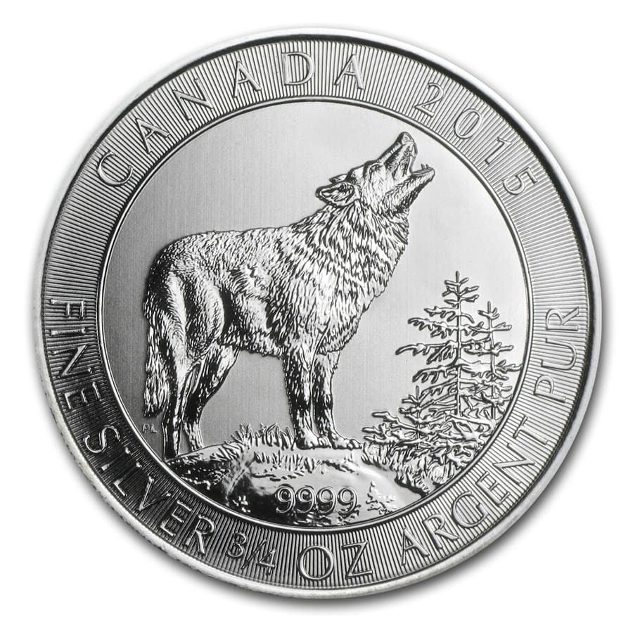 2015 Canada Silver Grey Wolf 3/4 oz Silver Coin - OZB