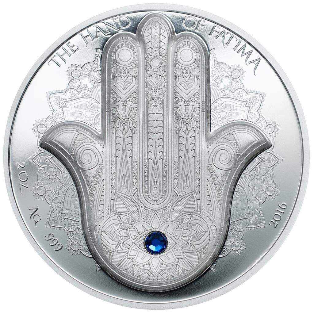 2016 2 oz THE HAND OF FATIMA Silver Coin MS 70 - Palau - OZB