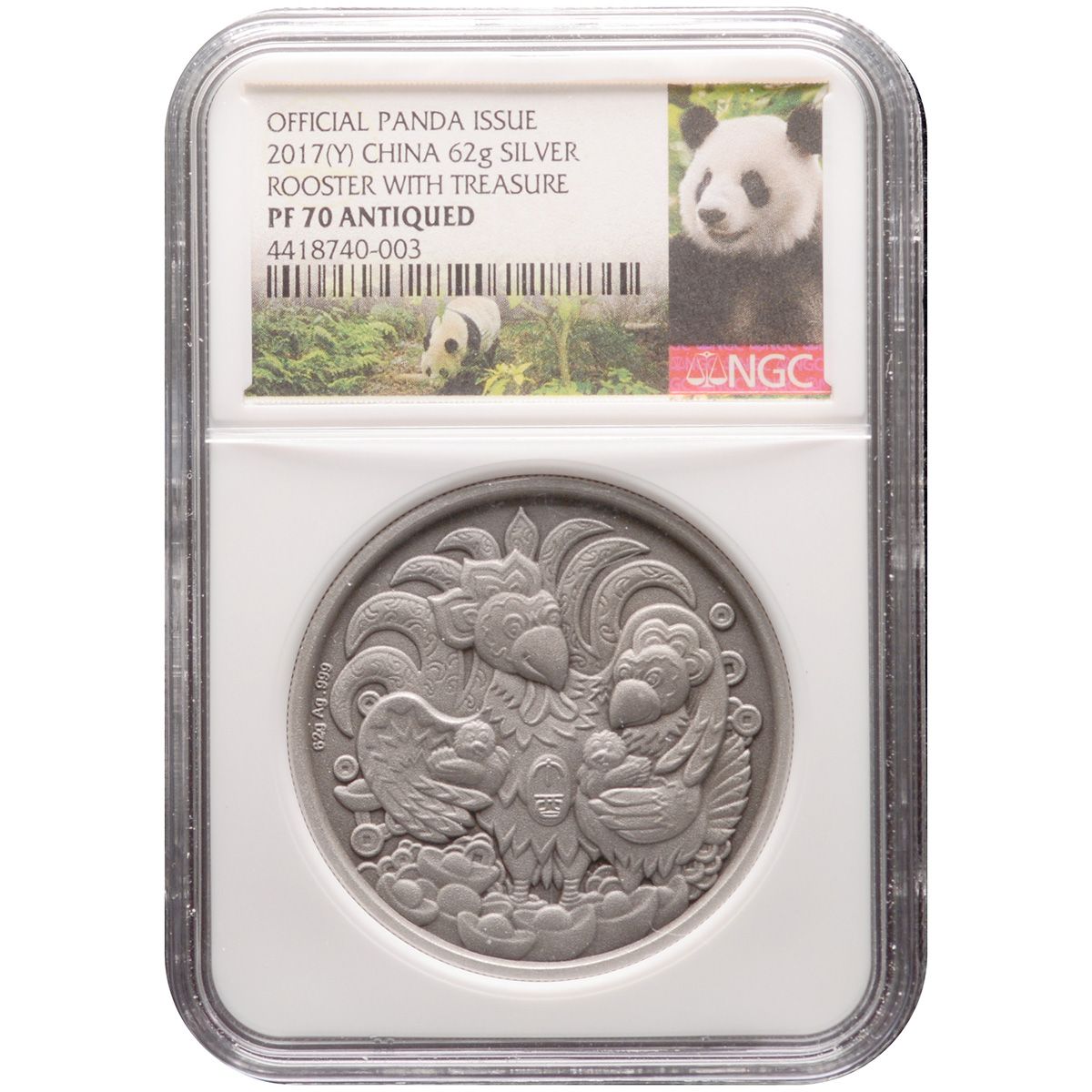 2017 China ROOSTER WITH TREASURE Silver NGC PF70 Coin - OZB