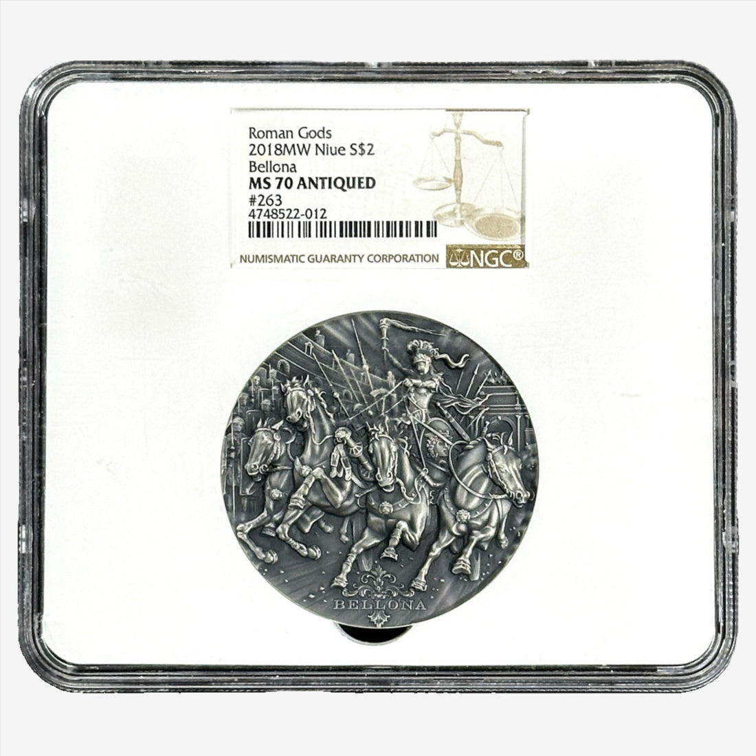 2018 2 oz BELLONA Silver Coin MS 70 Roman Gods - Niue - OZB