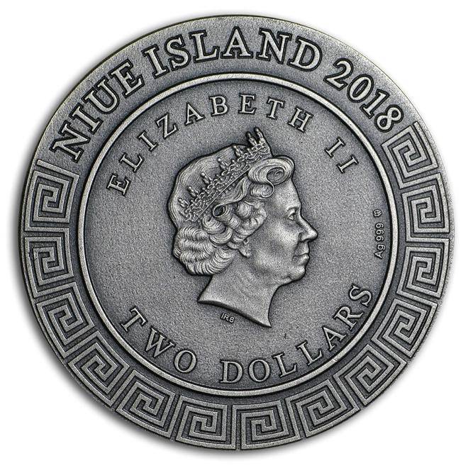 2018 2 oz PERSEUS Silver Coin Demigods - Niue - OZB