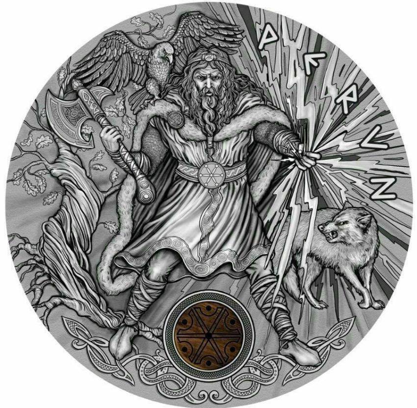 2018 2 oz PERUN Silver Coin Thunder Slavic Gods - Niue - OZB