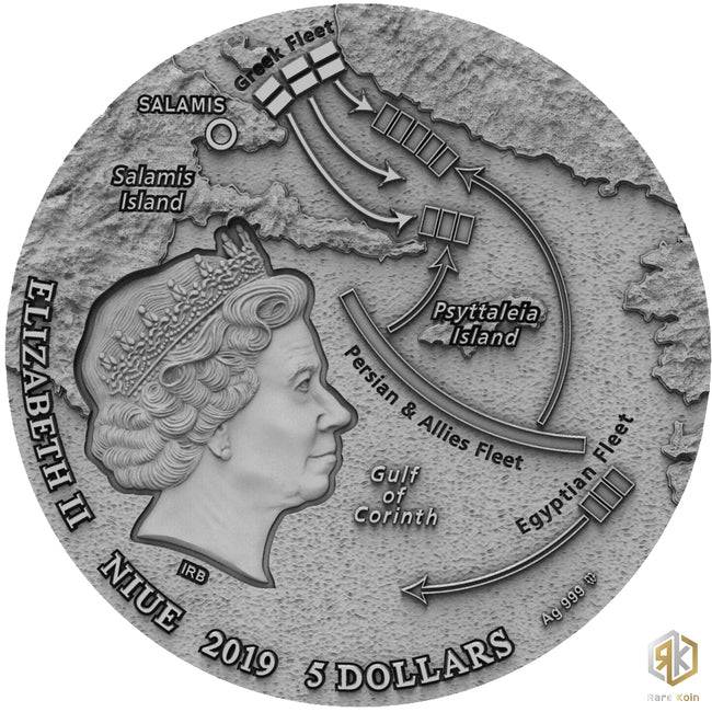 2019 2 oz BATTLE OF SALAMIS Silver Coin Sea Battles - Niue - OZB