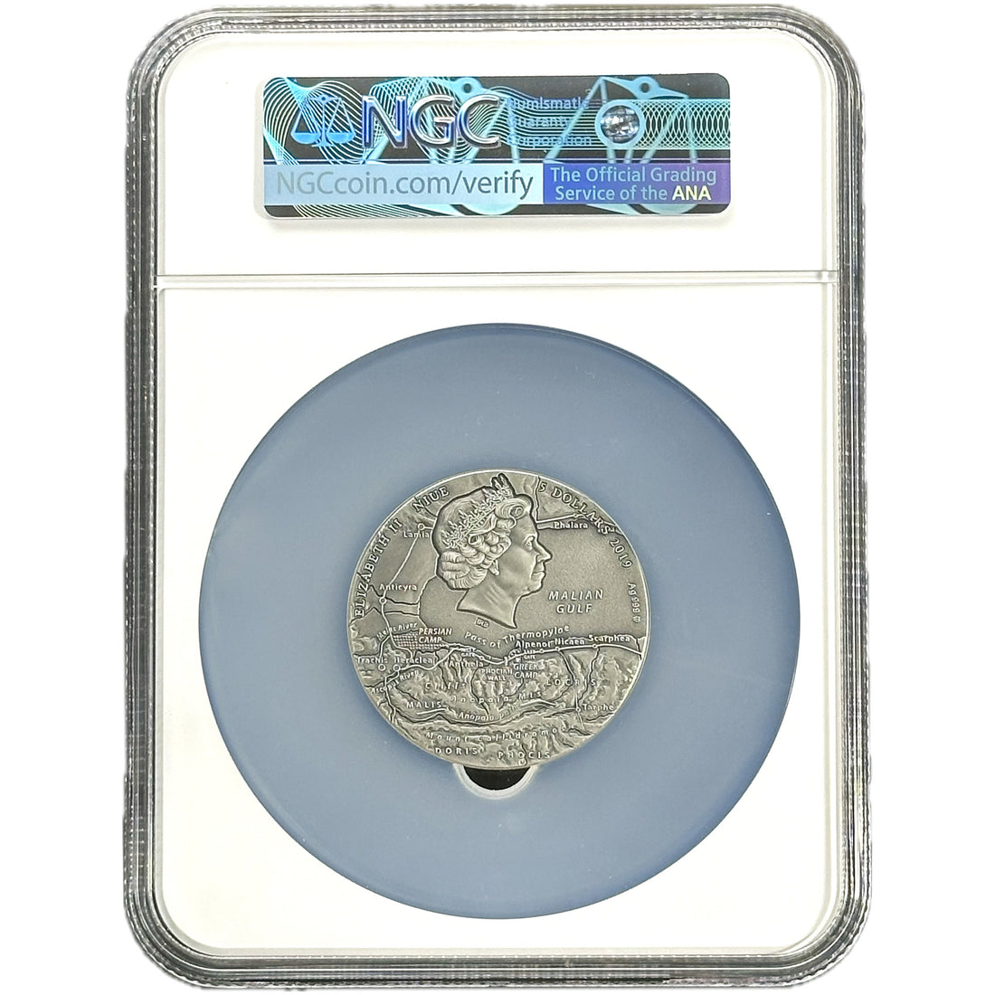 2019 2 oz LEONIDAS Silver Coin MS 70 Great Commanders - Niue - OZB