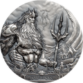 2019 3 oz POSEIDON Silver Coin MS 70 Gods of the World - Cook Islands - OZB