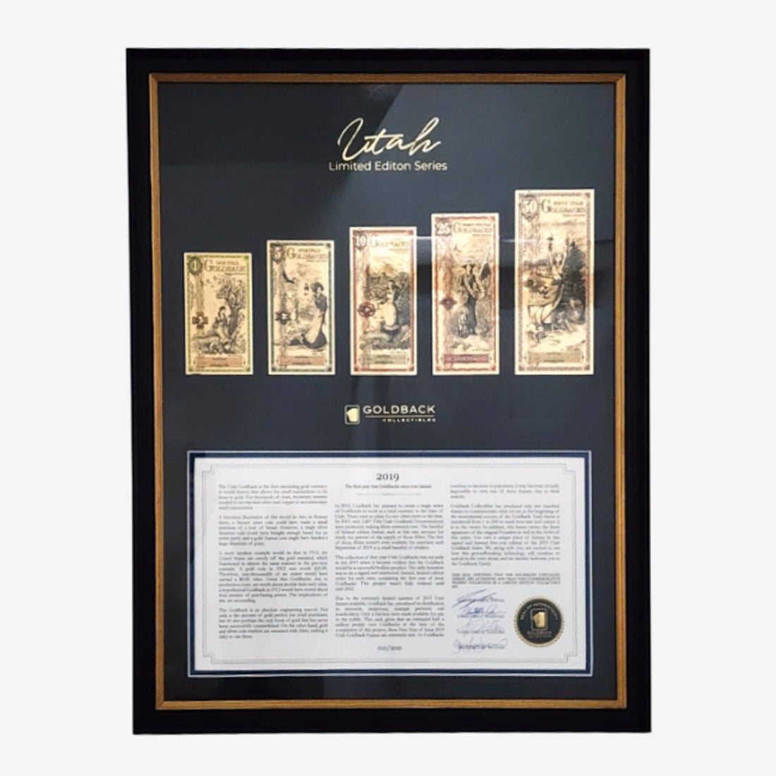2019 Utah Goldback Framed Signed Set (#23 of 200) - OZB