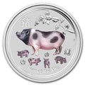 2019 Australia Year of the Pig (Colorized) Perth Mint Lunar Series II 1/2 oz Silver coin - OZB