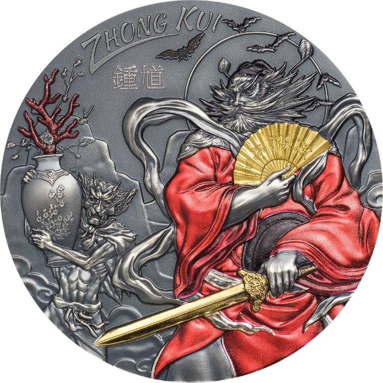 2020 3 oz ZHONG KUI (GILDED) Silver Coin Asian Mythology - Cook Islands - OZB