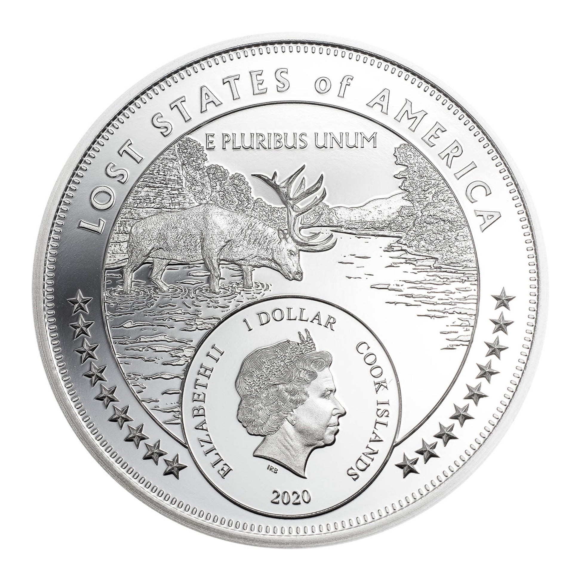2020 Cook Island STATE OF FRANKLIN Lost States of America 1 oz Silver Coin - OZB