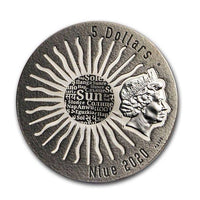 2020 Niue TONATIUH Sun Gods 2 oz Silver Antique Coin MS 70 - OZB