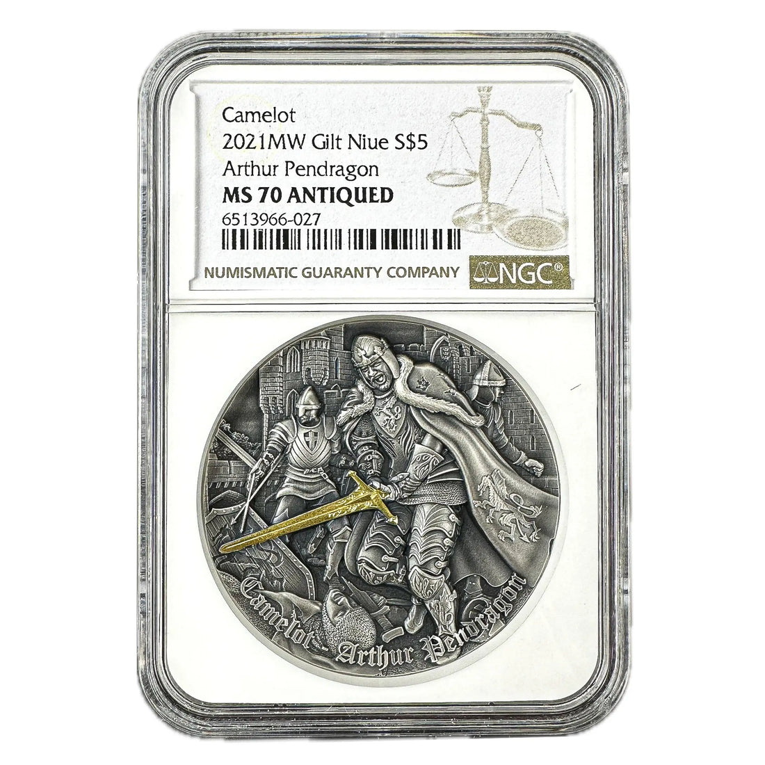 2021 2 oz ARTHUR PENDRAGON Silver Coin MS 70 Camelot - Niue - Oz Bullion