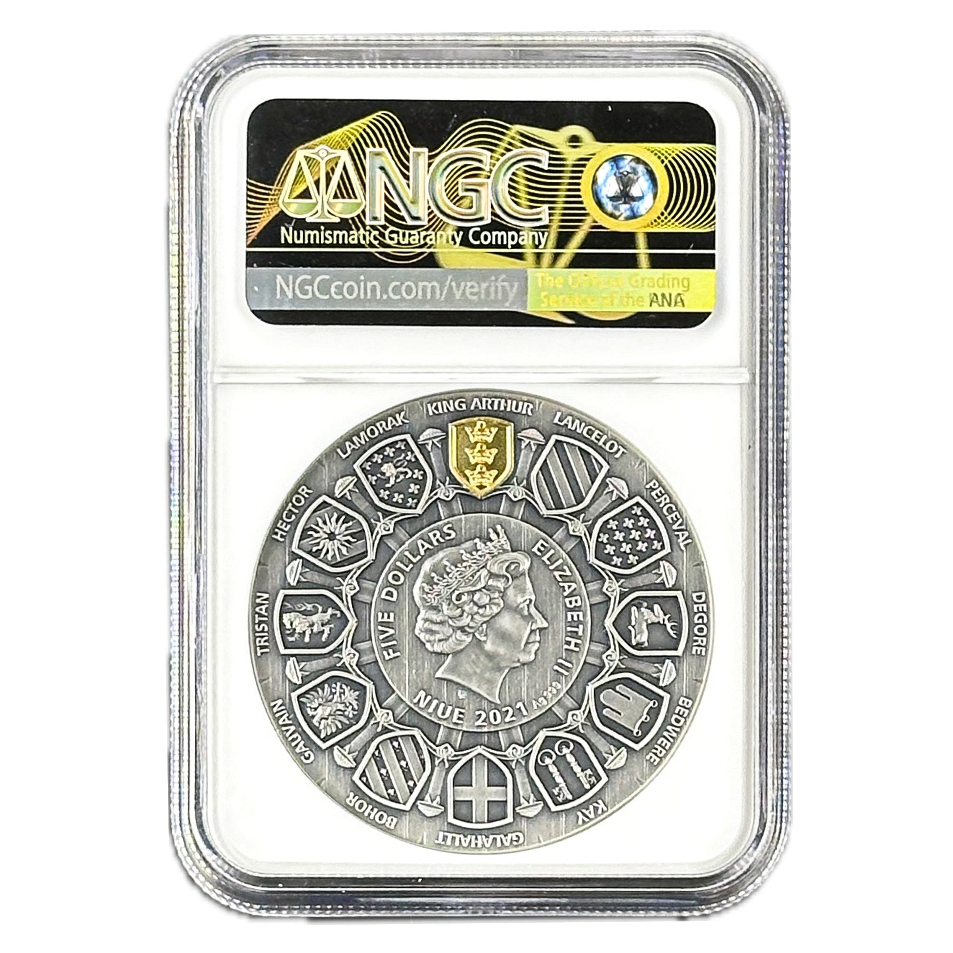 2021 2 oz ARTHUR PENDRAGON Silver Coin MS 70 Camelot - Niue - OZB
