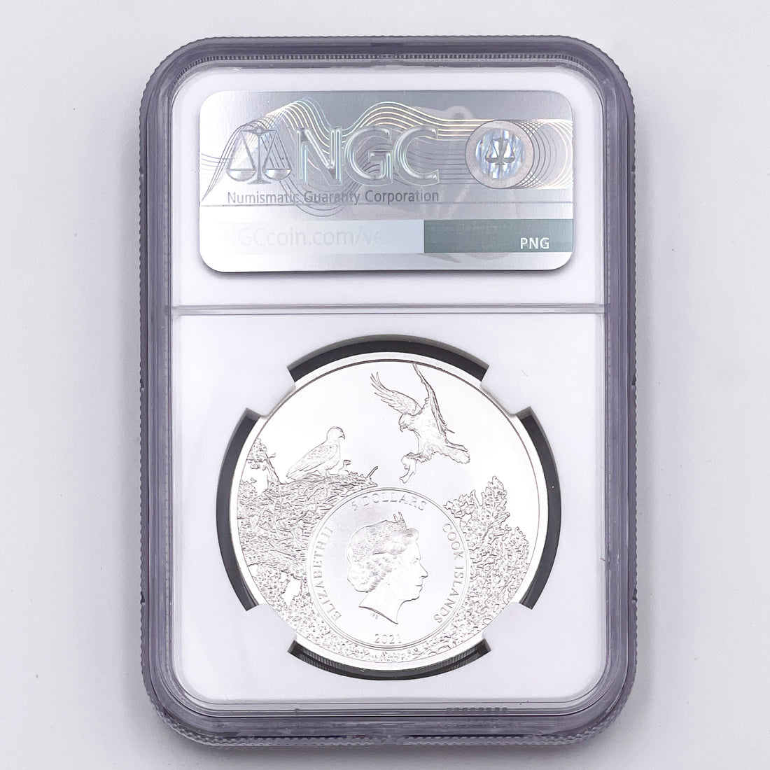 2021 Cook Islands ALASKA BOWHEAD WHALE MS 70 1oz Silver Coin U.S. State Animal Series - OZB