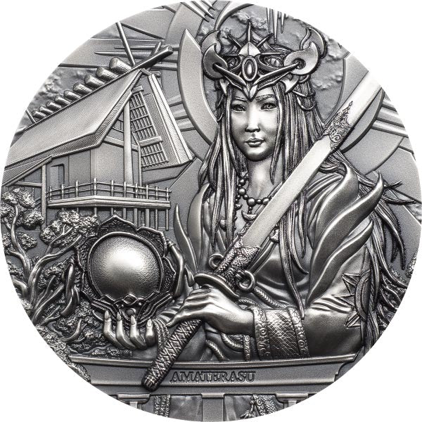 2021 Cook Islands AMATERASU  - Gods of the World 3 oz Silver Coin MS 70 - OZB