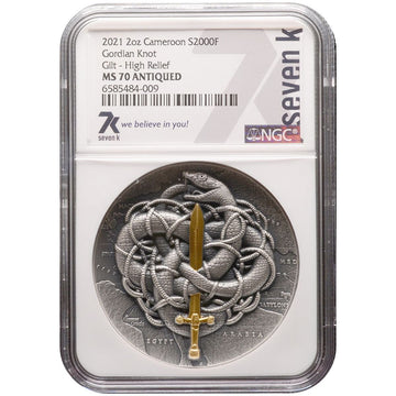 2021 Cameroon GORDIAN KNOT - Alexander the Great 2 oz Silver Coin MS 70 - Oz Bullion