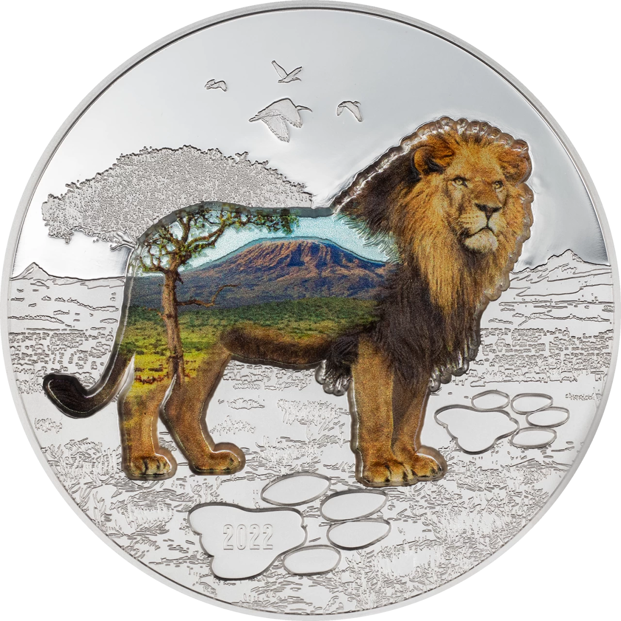 2022 Mongolia LION - INTO THE WILD 2 oz Silver Coin - OZB