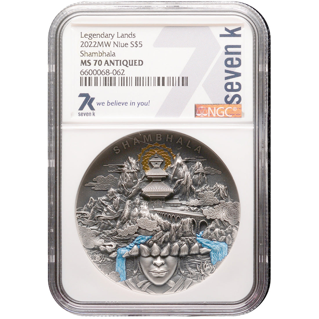 2022 Niue SHAMBHALA  - Legendary Lands 2 oz Silver Coin MS 70 - OZB