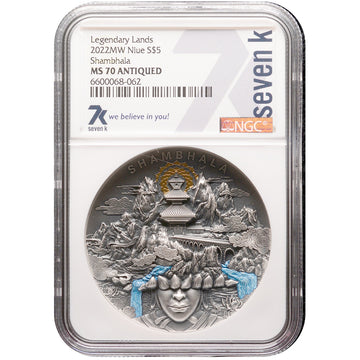 Shambhala Legendary Lands 2oz Silver Coin MS70 2022 - OZB