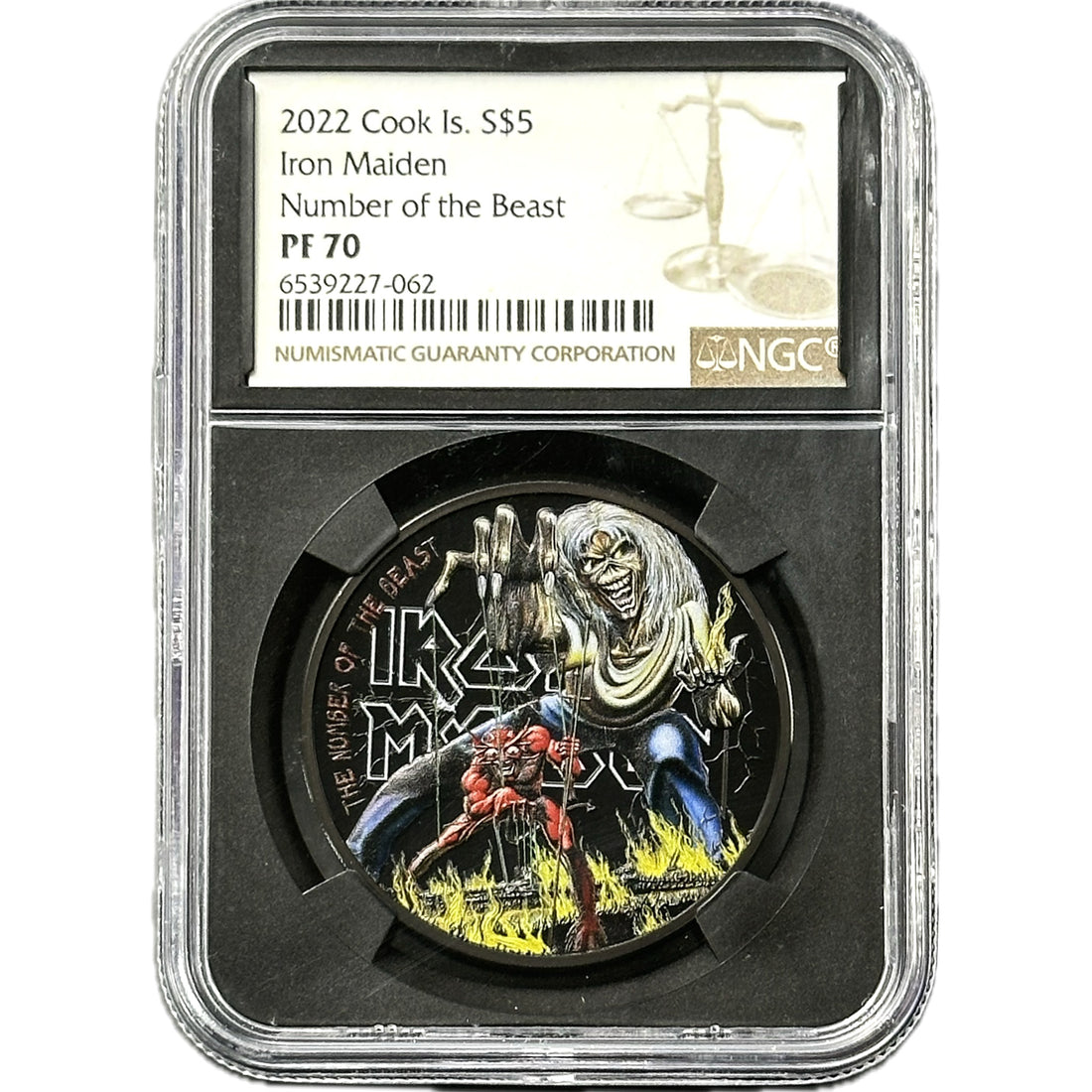 2022 Cook Island NUMBER OF THE BEAST - IRON MAIDEN 1 oz Silver Coin PF 70 - OZB