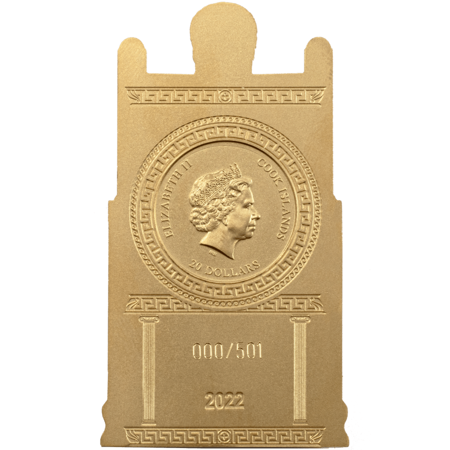 2022 Zeus - Father of the Gods Gilt Cook Is. Gold Plated 3 oz Silver $20 MS 70 Coin - Oz Bullion