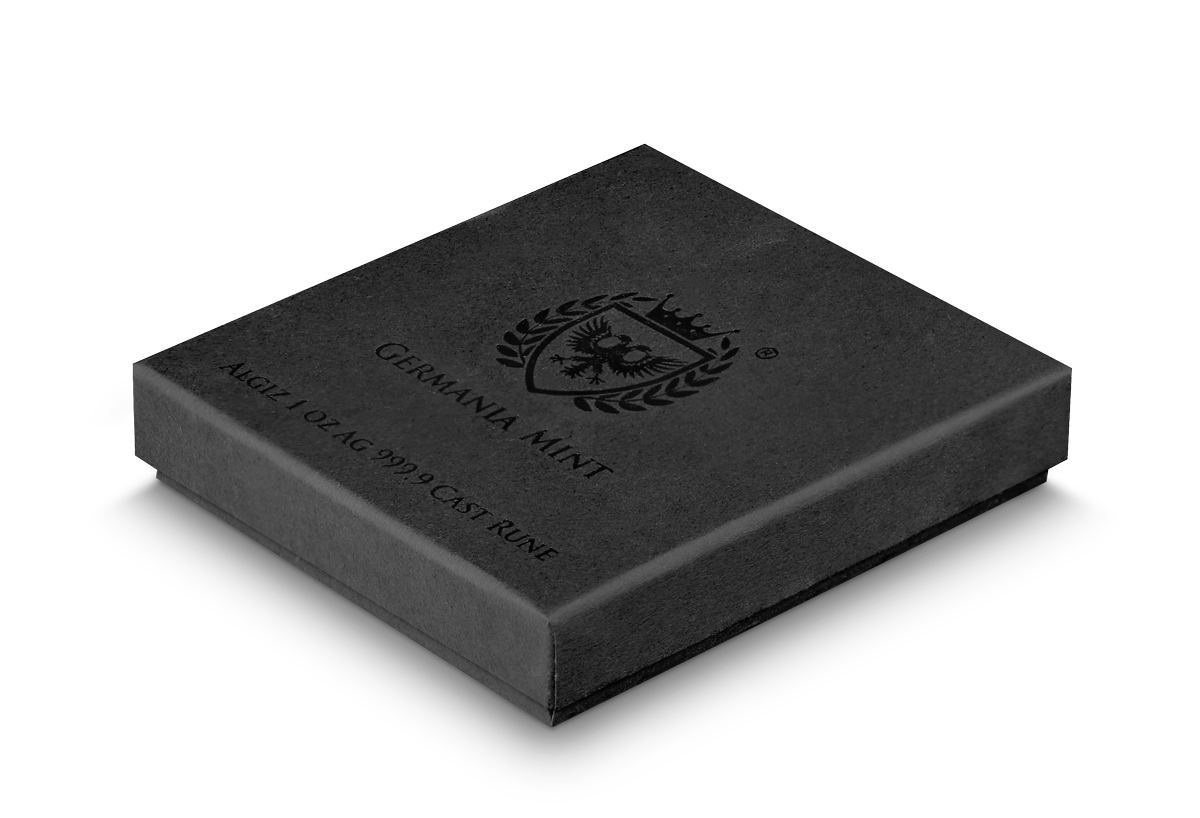 2023 1 oz ALGIZ Silver Bar Cast Rune UV Reactive (Germania Mint) - Oz Bullion