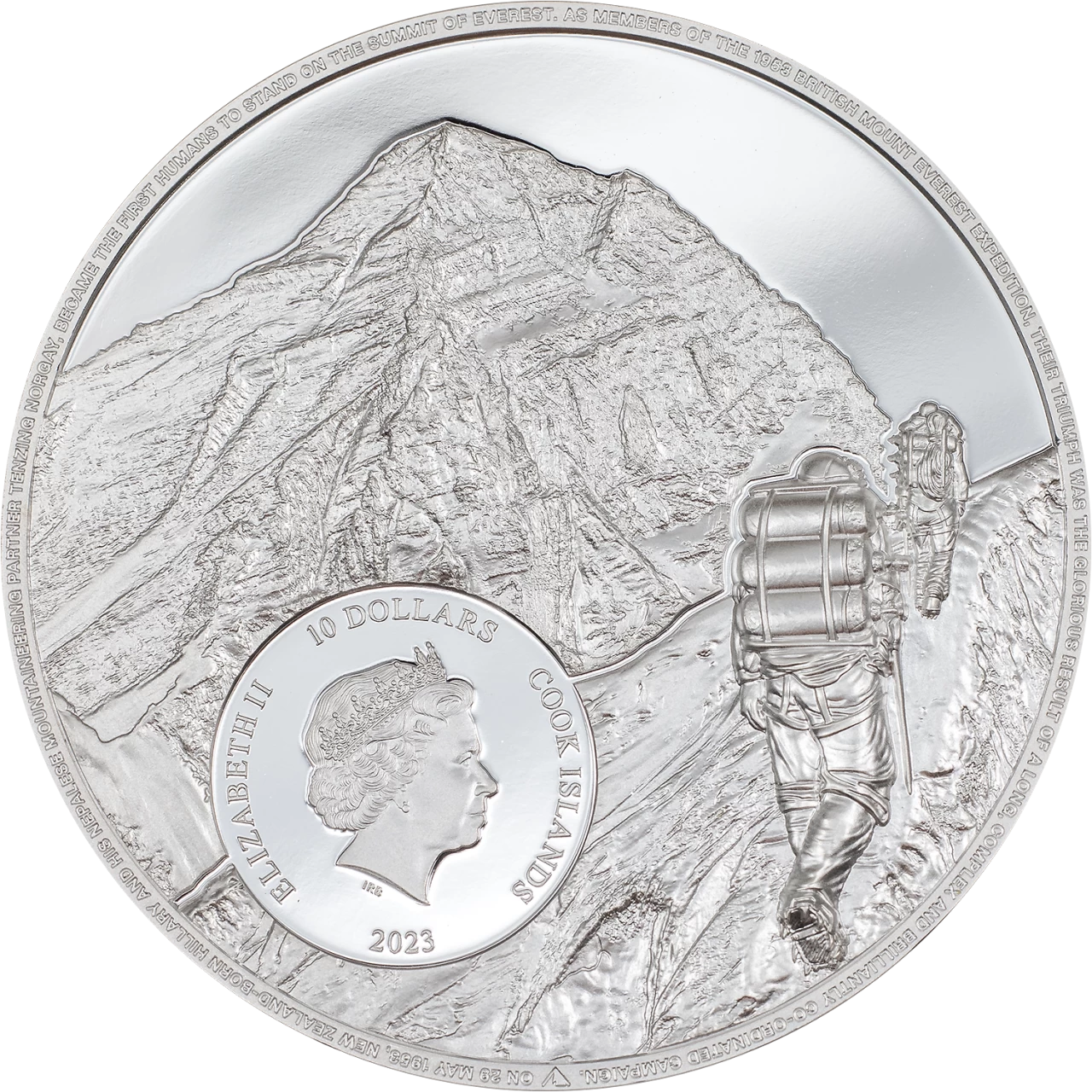 2023 Cook Island MOUNT EVEREST - FIRST ASCENT 2 oz Silver Coin - OZB
