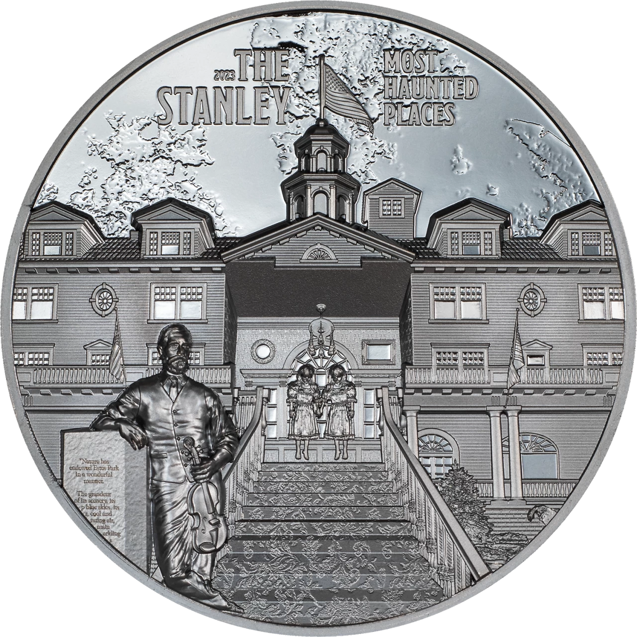 2023 Cook Island THE STANLEY - MOST HAUNTED PLACES 2 oz Silver Coin - OZB