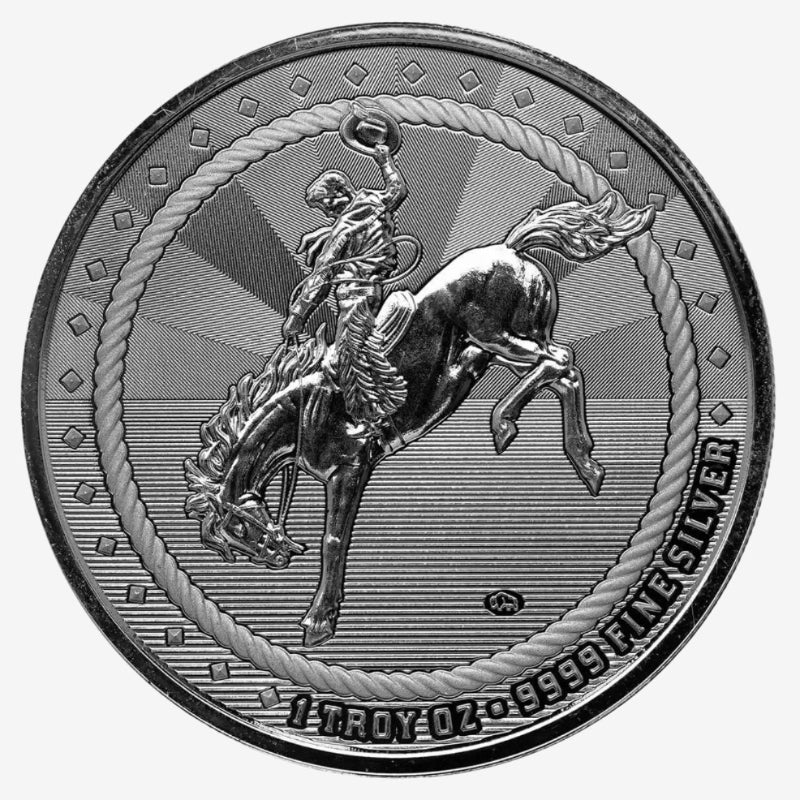 1 oz Silver COWBOY WITH BUFFALO PRIVY Round (Scottsdale Mint)