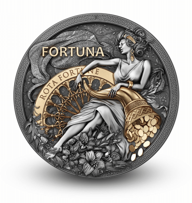 2023 Niue FORTUNA $5 Gilt 2 oz Silver Antique Coin MS 70 - Oz Bullion