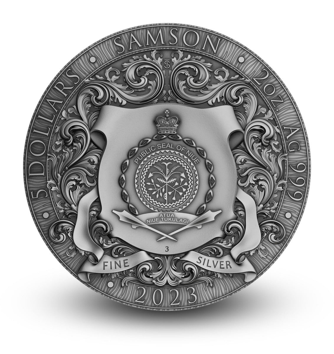 2023 Niue SAMSON 2oz Silver Antique Coin - OZB
