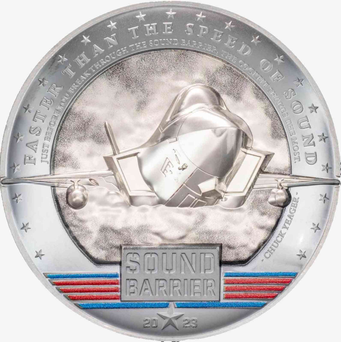 5 oz Silver SOUND BARRIER Coin MS70 2023 Palau