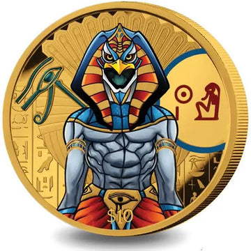 God RA - Egyptian Gods Series 1oz Proof Silver GoldClad Coin (Colored)