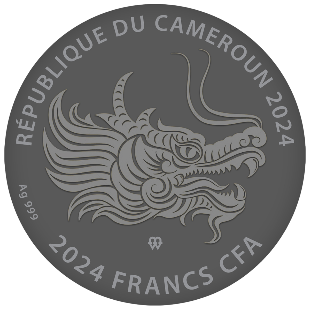 2024 Cameroon CHINESE CALENDAR - YEAR OF THE DRAGON 3 oz Silver Coin - OZB