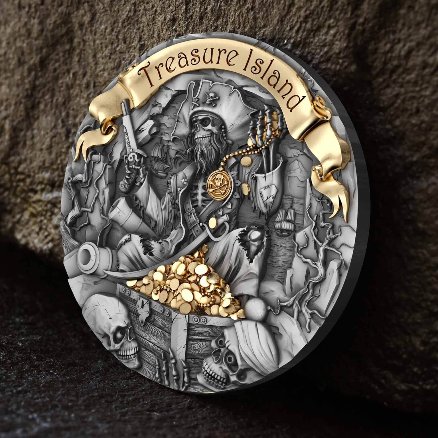 2024 Cameroon TREASURE ISLAND 2 oz Silver Coin OZB Oz Bullion