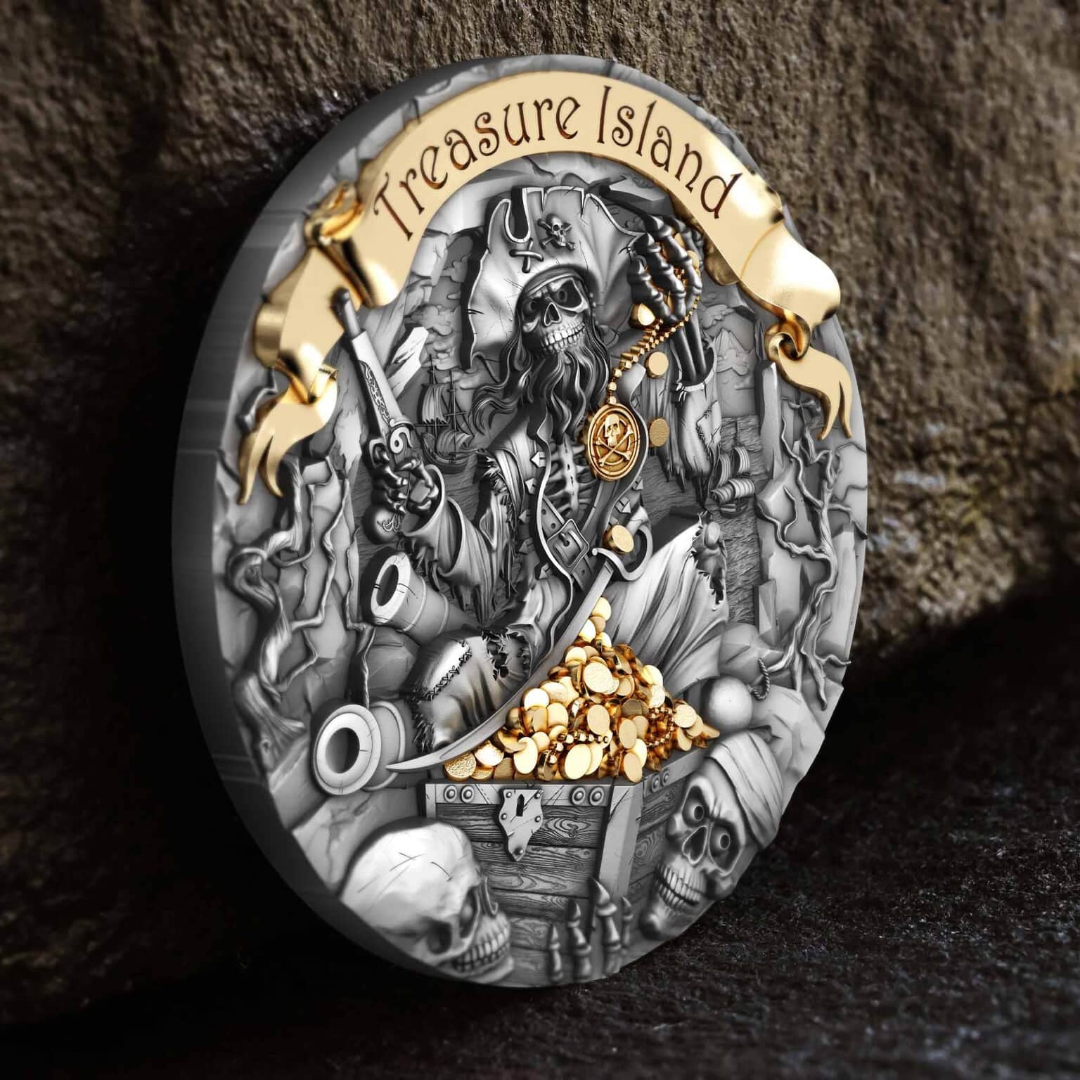 2024 Cameroon TREASURE ISLAND 2 oz Silver Coin OZB Oz Bullion