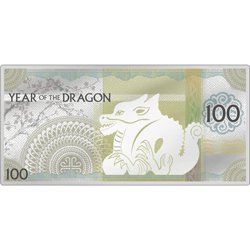 2024 Mongolia LUNAR YEAR OF THE DRAGON 5g Silver Note - OZB