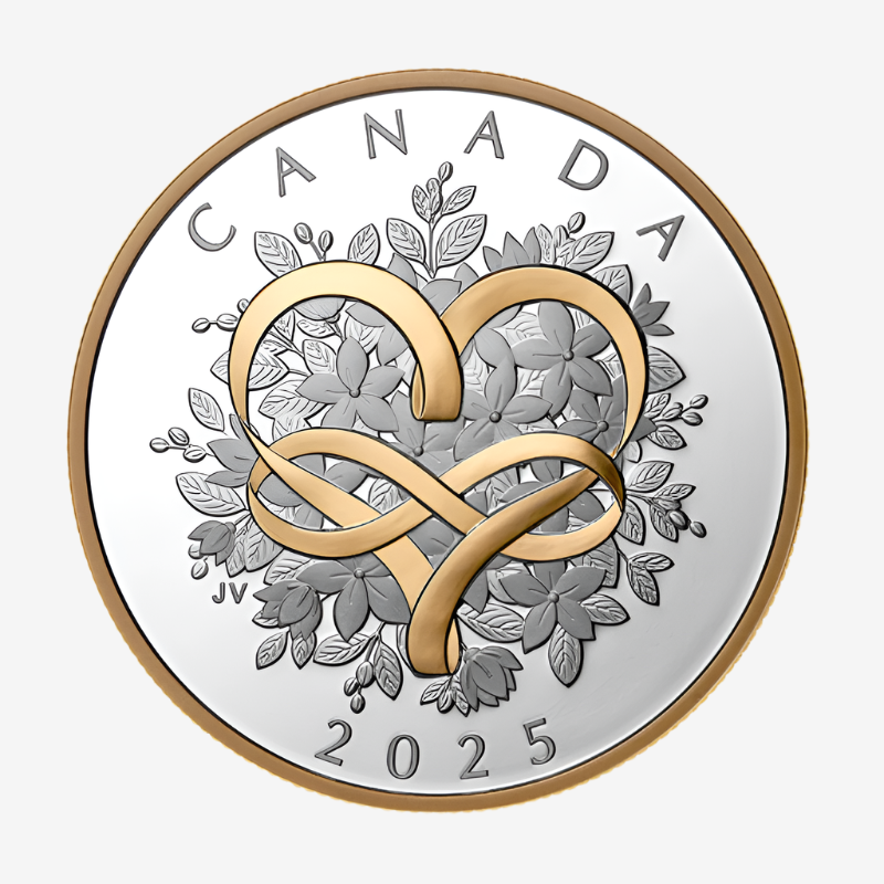 2025 Canada 1 oz Silver CELEBRATE LOVE Gilt Coin