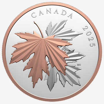 2025 Canada 10 oz Silver GLEAMING MAPLE LEAVES Rose Gold Coin